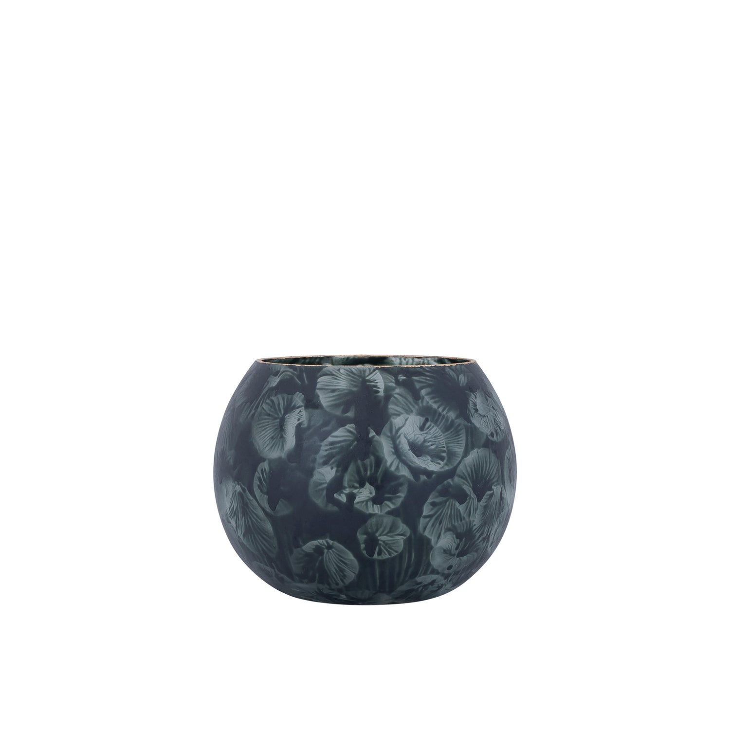Maky Grijs Rond Glazen Theelicht met Gouden Top - Set van 12 9x10x10 cm