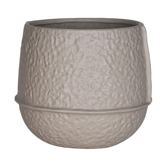 Mosa Grijs Glazuurde Keramische Ronde Pot Lage Lijnen XXL – Set van 2 - 2 Sets 24x26x26 cm