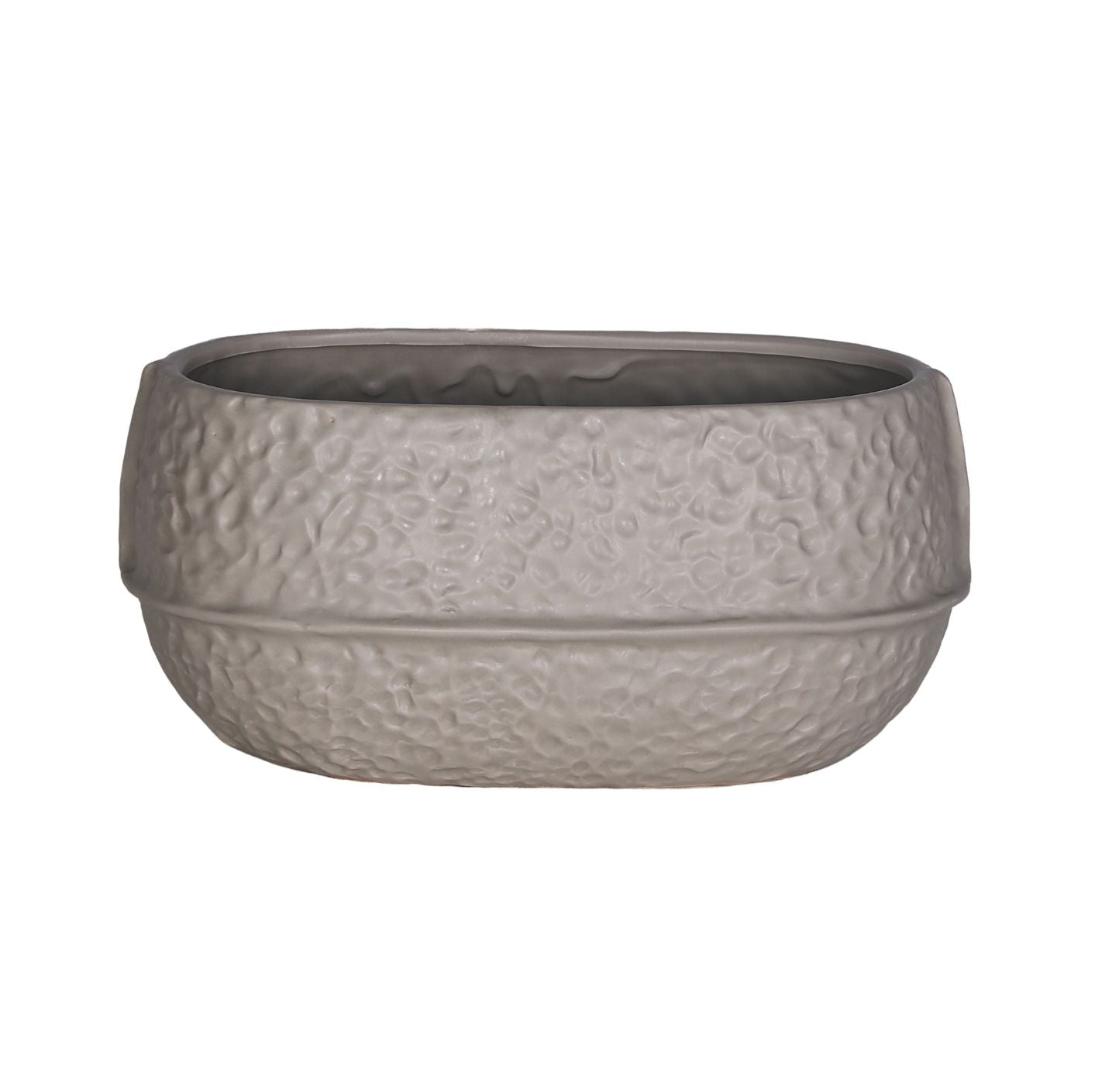 Mosa Grijs Geglazuurde Keramische Ovale Pot Set van 4 Stuks L - 4 Sets 15x30x20 cm