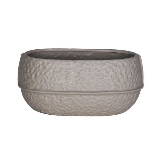 Mosa Grijs Geglazuurde Keramische Ovale Pot Set van 4 Stuks L - 4 Sets 15x30x20 cm