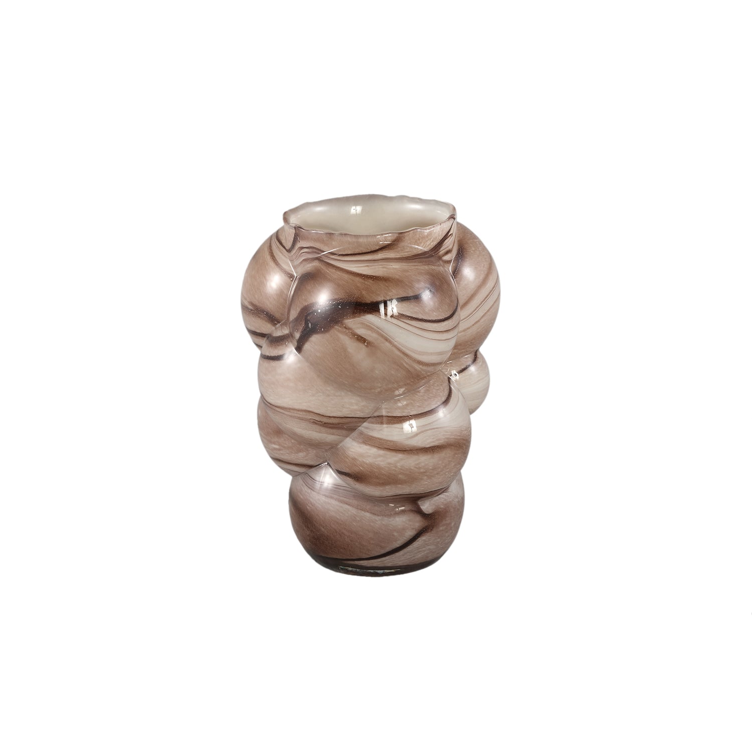 Arenda Crème Glazen Vaas Marmeren Afwerking Set van 4 Stuks - 4 Sets 24x19x19 cm