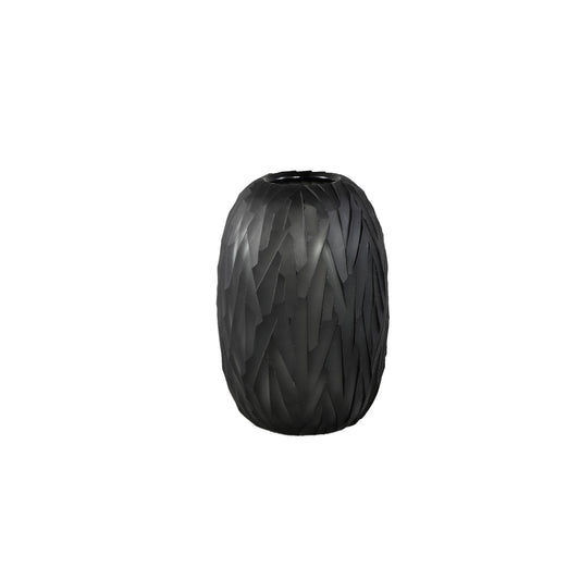 Connor Donkergrijs Handgesneden Glazen Vaas Rond Set van 2 - 2 Sets 21.5x15x15 cm