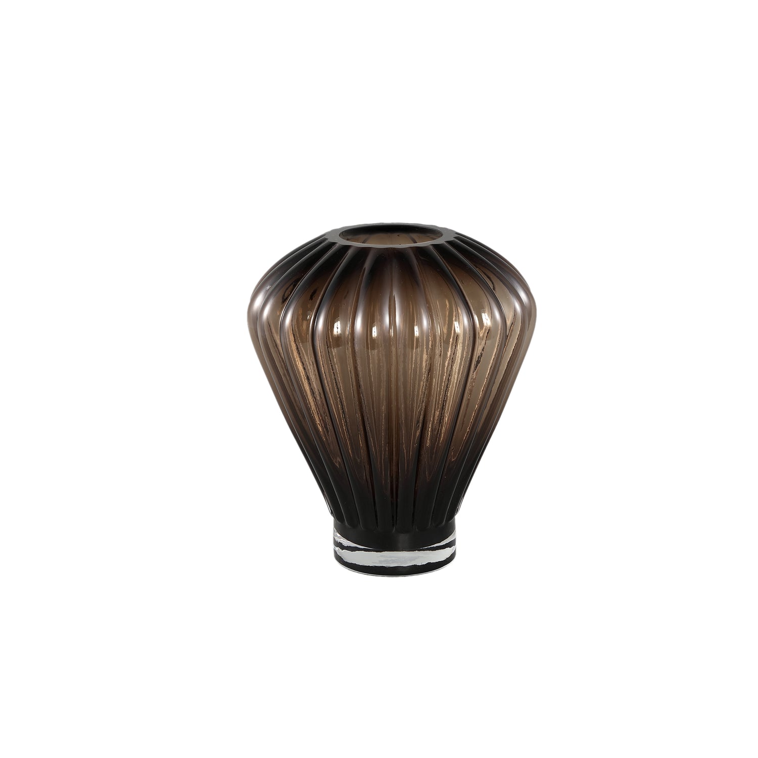 Jayci Bruin Glas Geribd Vaas S Set van 4 Stuks - 4 Sets 27x23x23 cm