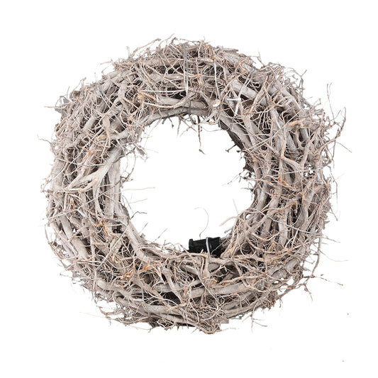 Hein Whitewash Houten Krans Met LED-Licht M - Set Van 4 Stuks - 4 Sets 60x60x18 cm