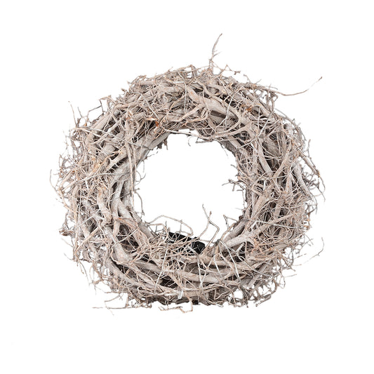 Hein Wit Gewassen Houten Krans Met LED-Verlichting S - Set van 6 50x50x15 cm