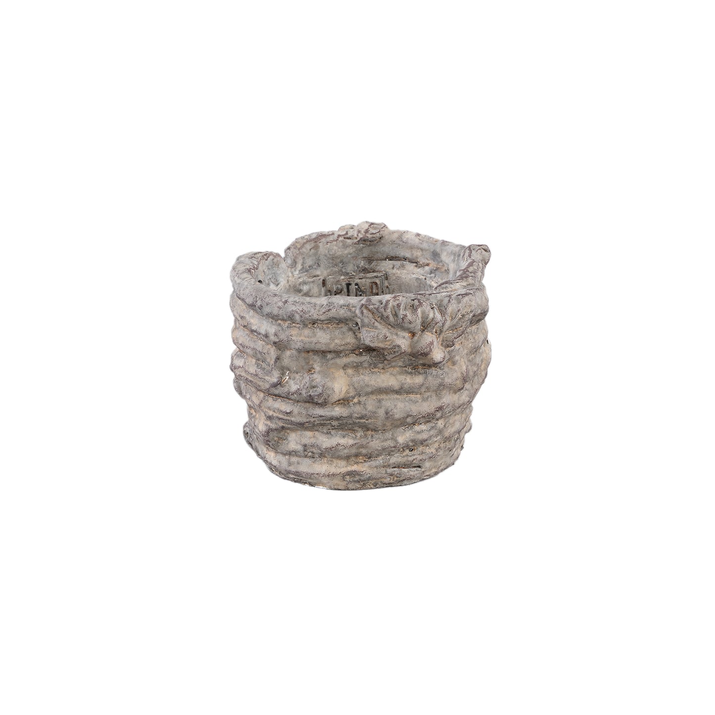 Barky Grijs Cement Pot Twijgstructuur Rond XS - Set van 12 8x10x10 cm