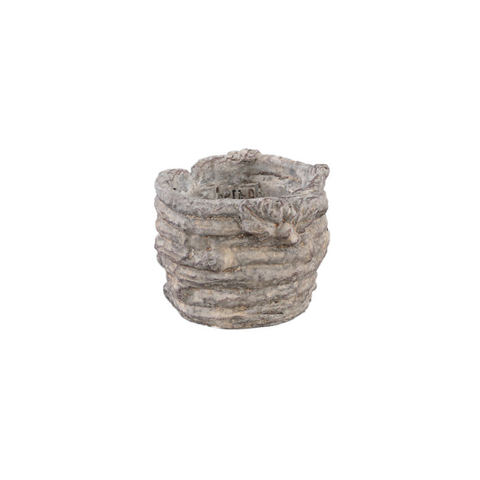 Barky Grijs Cement Pot Twijgstructuur Rond XS - Set van 12 8x10x10 cm