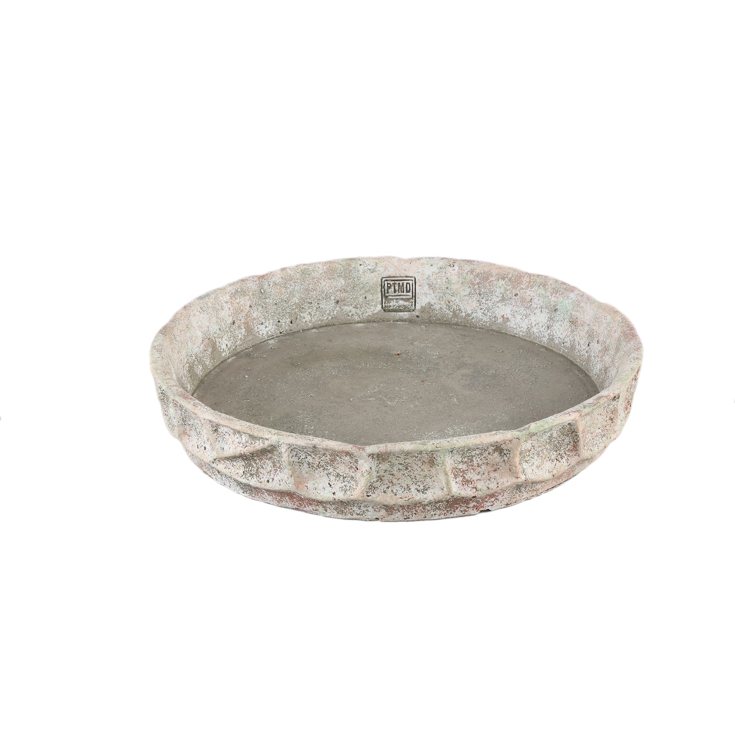 Isabelle Grijs Cementkleurig Dienblad Gestructureerd Rond Set van 6 Stuks - 6 Sets 6x35x35 cm
