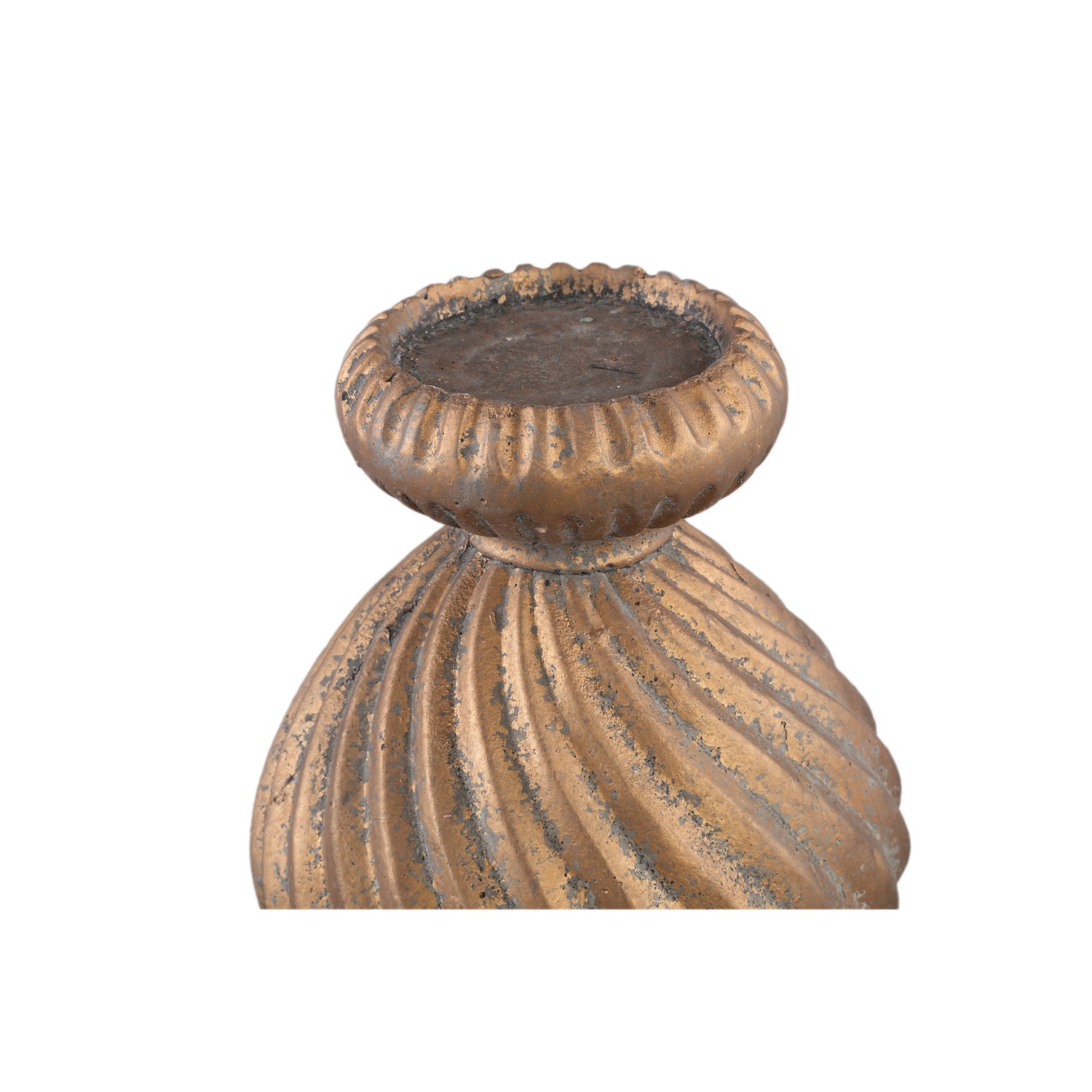 Diala Goudkleurige Cement Kandelaar Set van 4 Met Swirl Patroon - 4 Sets 29x17x17 cm