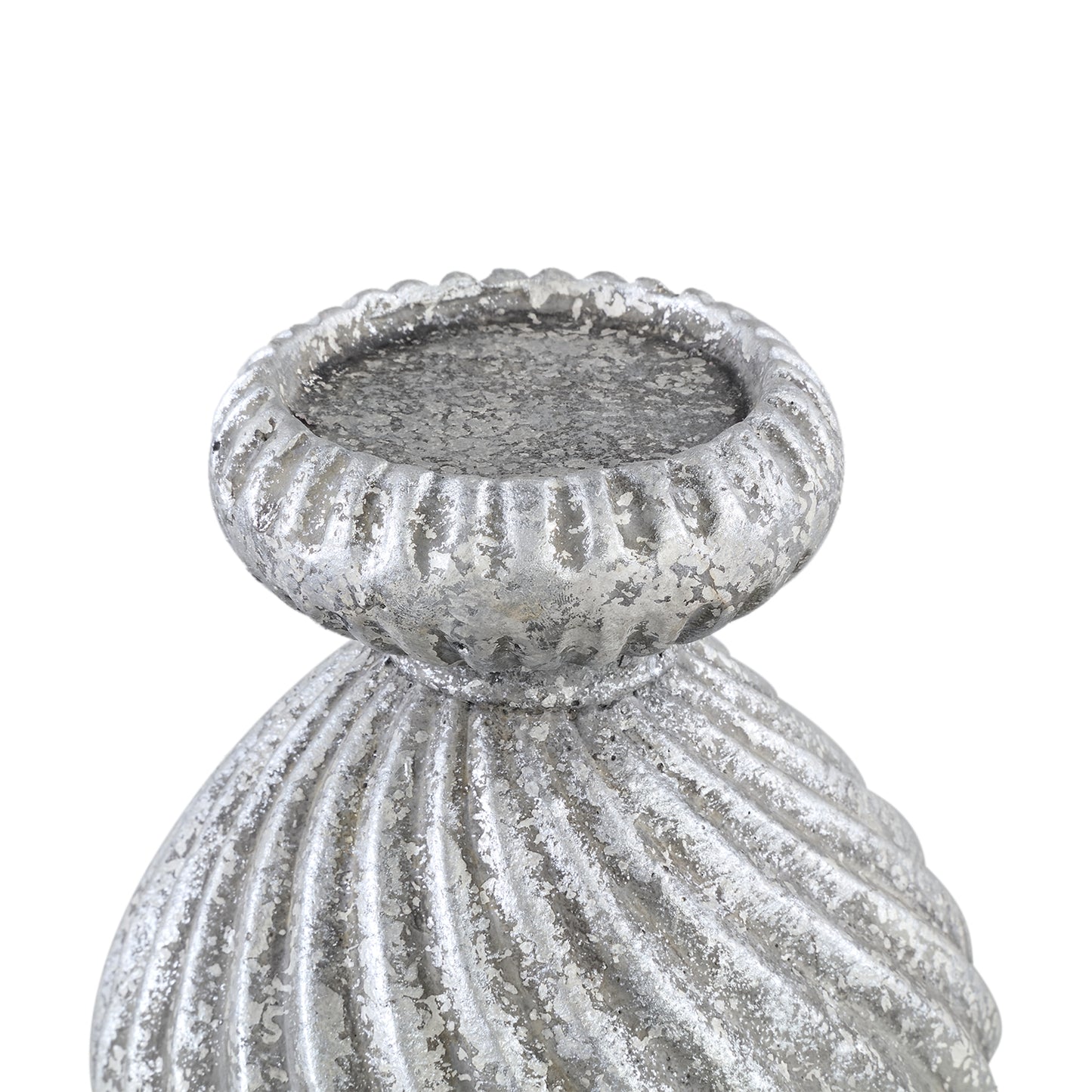 Diala Zilveren Cement Kandelaar Set van 4 Stuks met Swirl Patroon - 4 Sets 29x17x17 cm