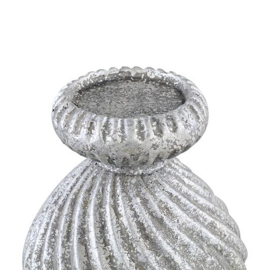 Diala Zilveren Cement Kandelaar Set van 4 Stuks met Swirl Patroon - 4 Sets 29x17x17 cm