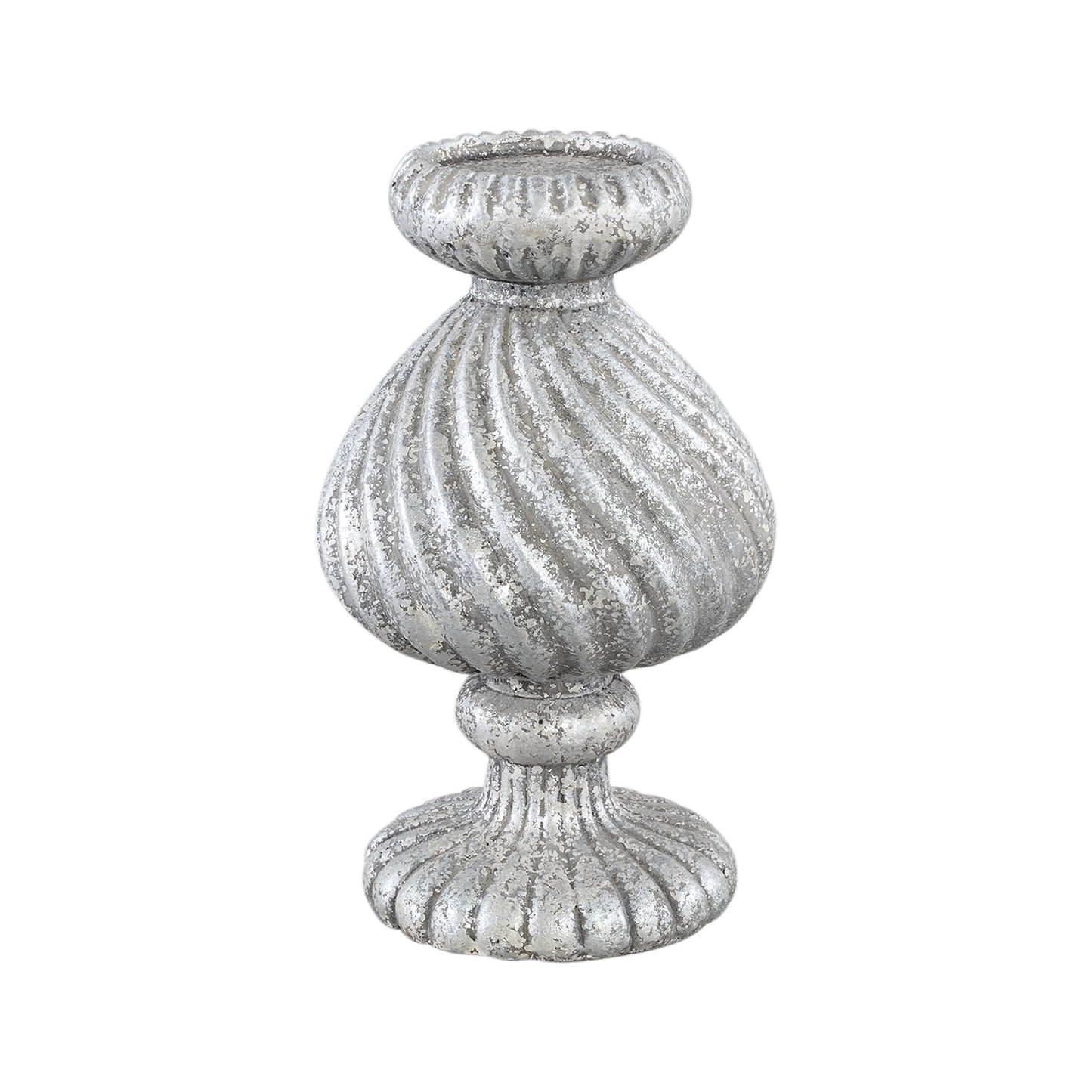 Diala Zilveren Cement Kandelaar Set van 4 Stuks met Swirl Patroon - 4 Sets 29x17x17 cm