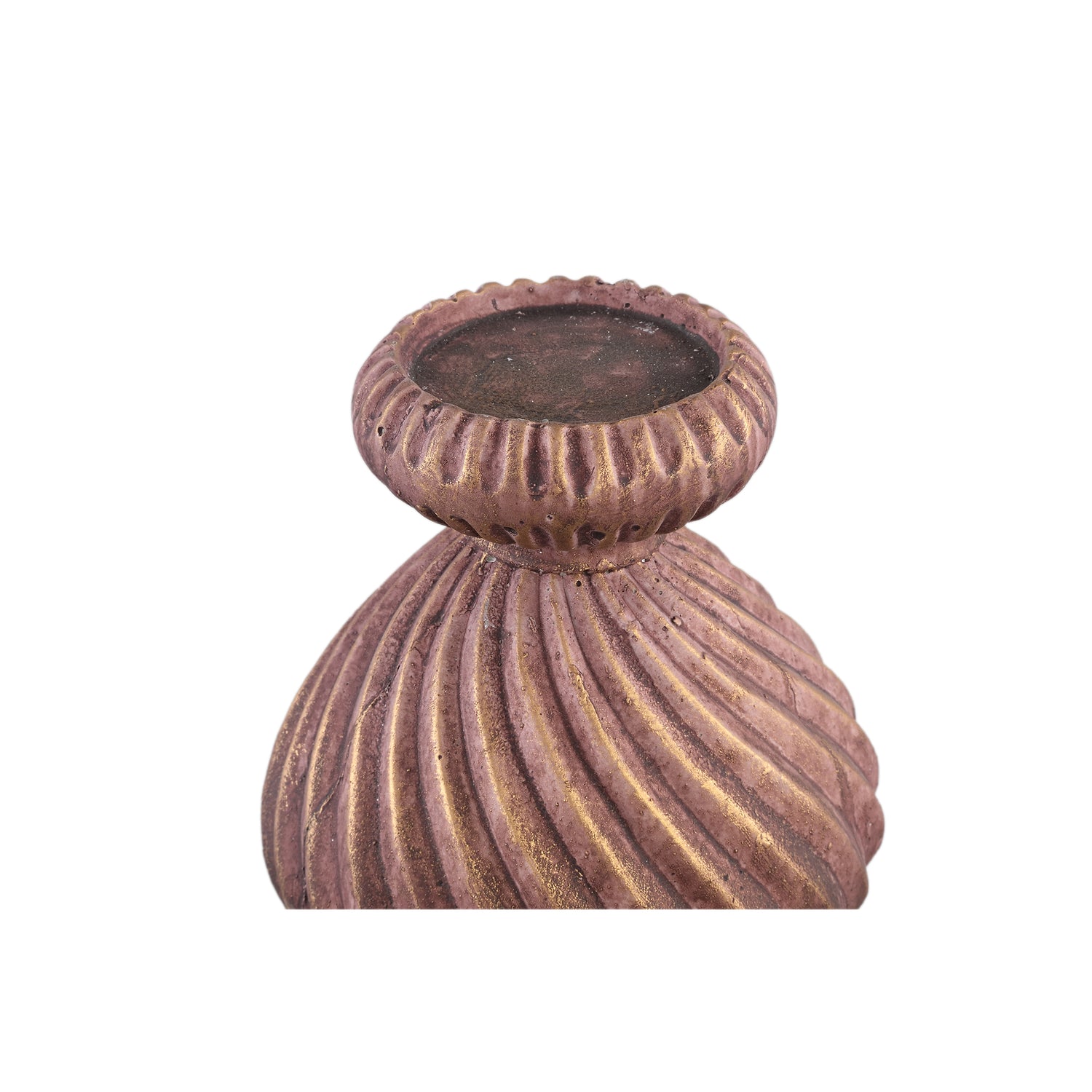 Diala Bruine Cement Kandelaar Set van 4 Stuks met Swirl Patroon - 4 Sets 29x17x17 cm