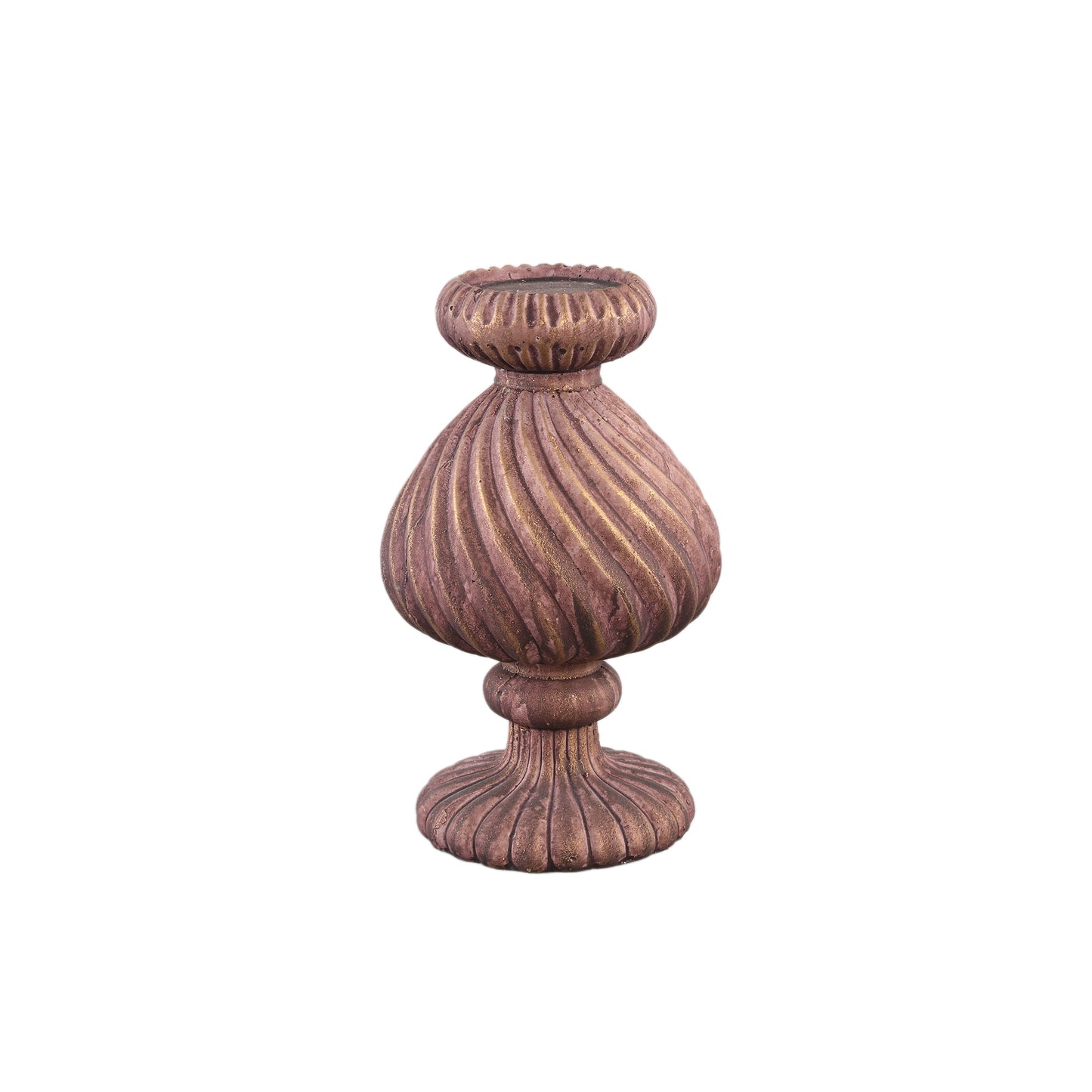 Diala Bruine Cement Kandelaar Set van 4 Stuks met Swirl Patroon - 4 Sets 29x17x17 cm