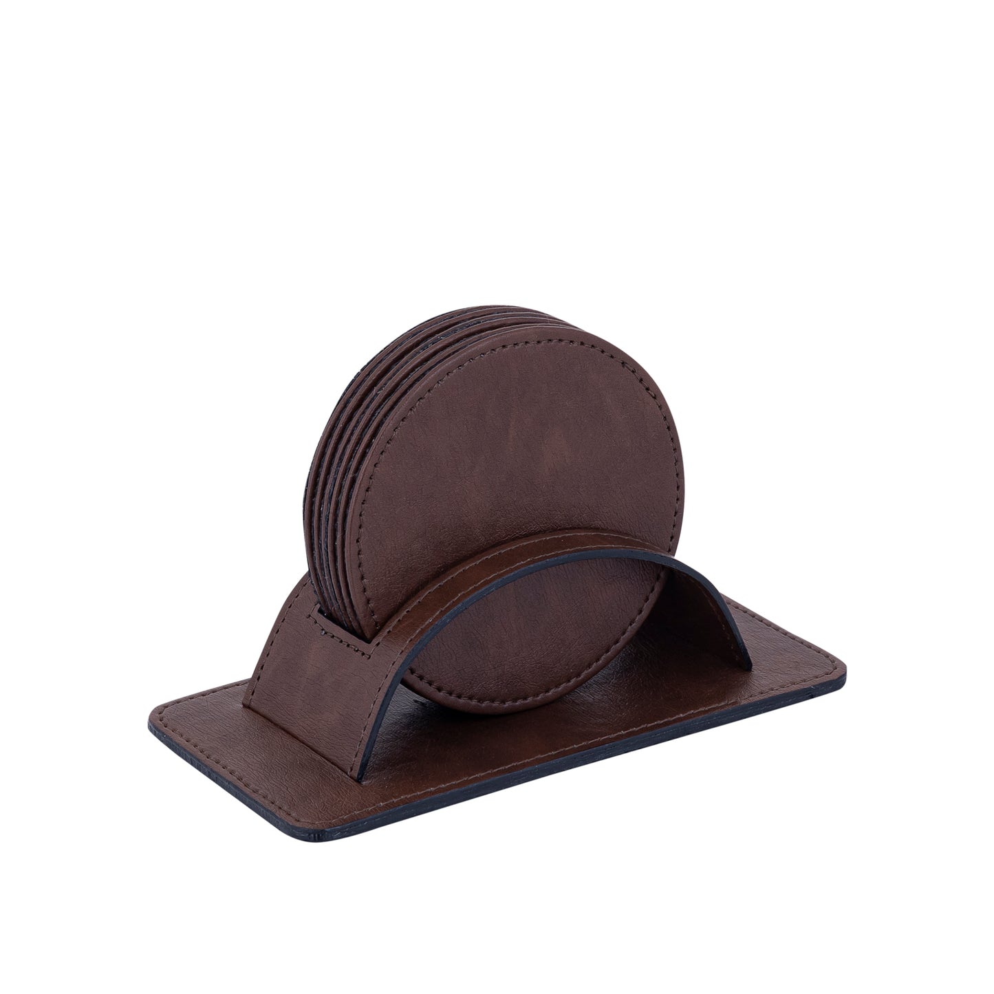 SarahKate Bruine Vegan Leather Onderzetterhouder Set Van 4 Stuks - 4 Sets 12x18x9 cm