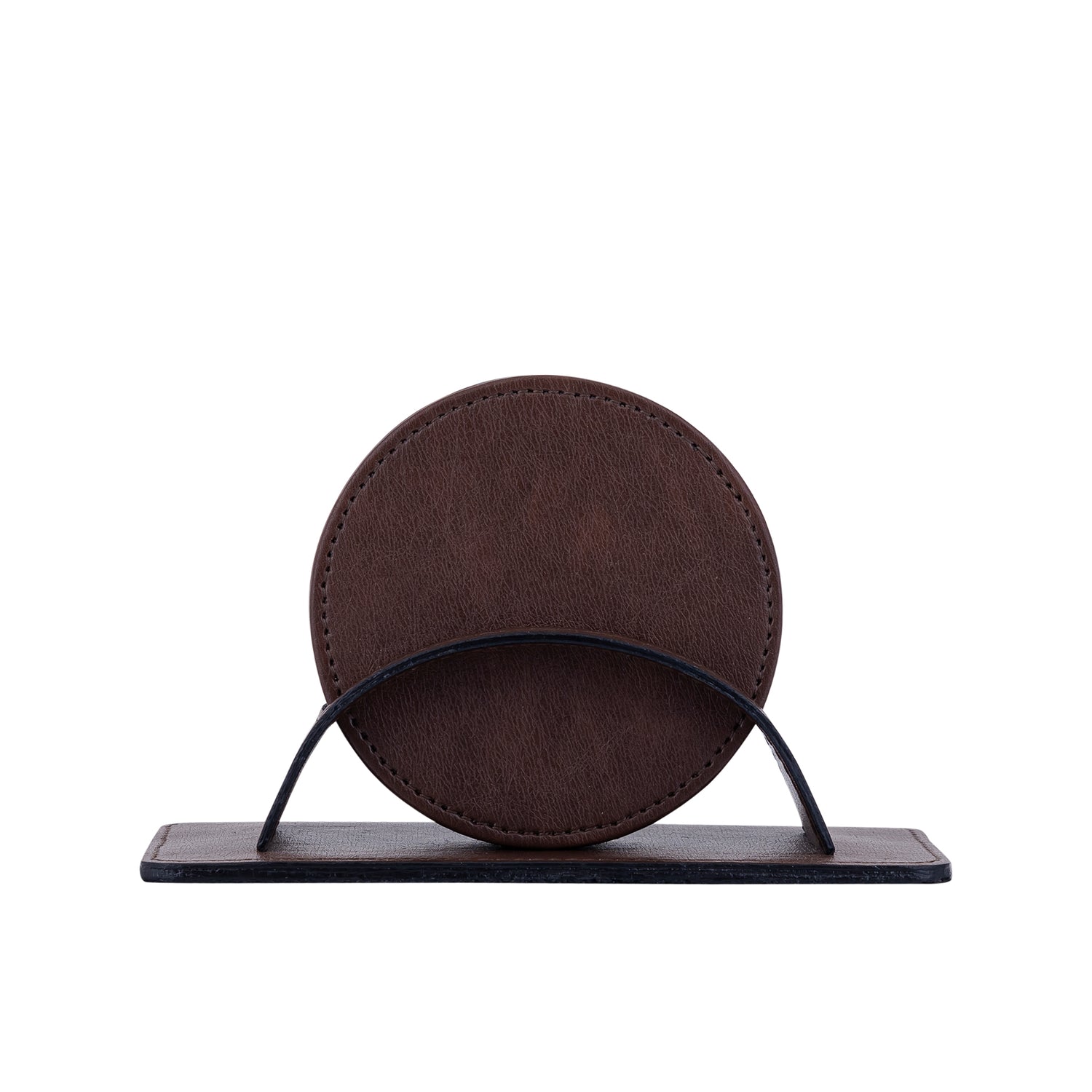 SarahKate Bruine Vegan Leather Onderzetterhouder Set Van 4 Stuks - 4 Sets 12x18x9 cm