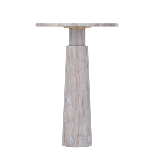 Ashliegh Beige Marmeren Bijzettafel Rond 56x38x38 cm