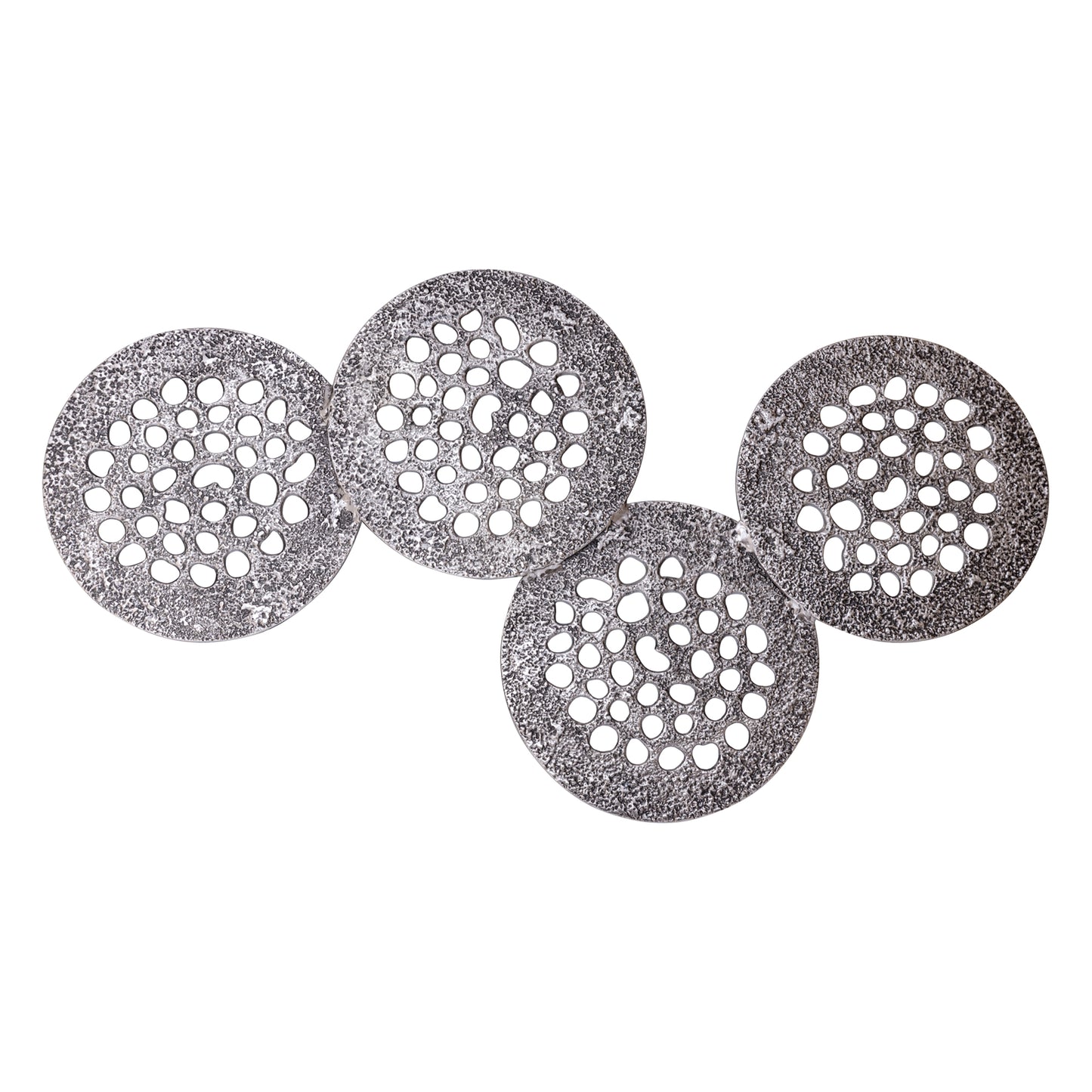 Geoffe Zilverkleurig Gegoten Aluminium Wandpaneel Set van 4 74x120x5 cm