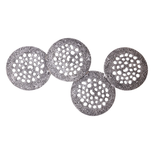 Geoffe Zilverkleurig Gegoten Aluminium Wandpaneel Set van 4 74x120x5 cm