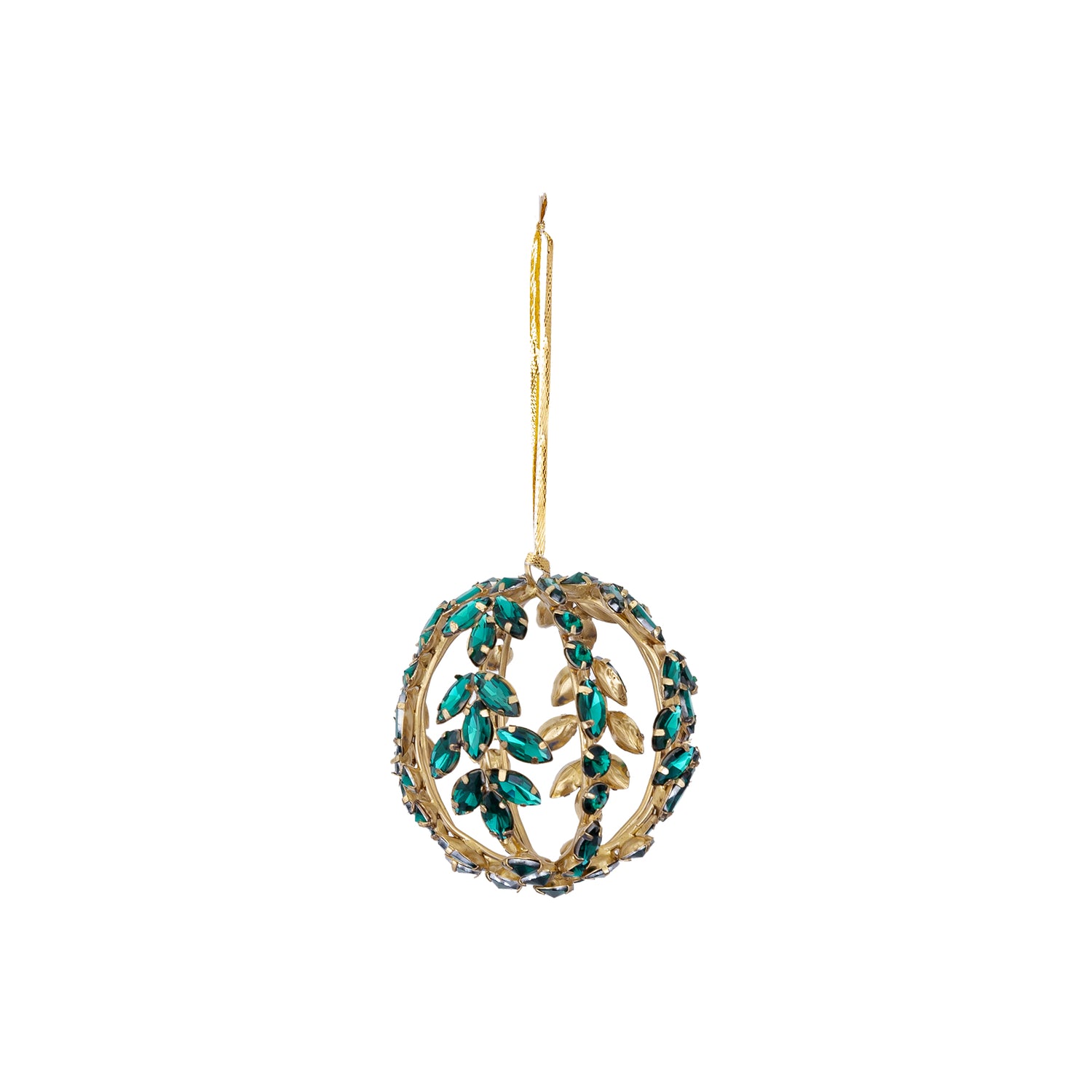 Nachoine Groene IJzeren Open Bal Hanger met Glaskralen - Set van 12 8x8x8 cm