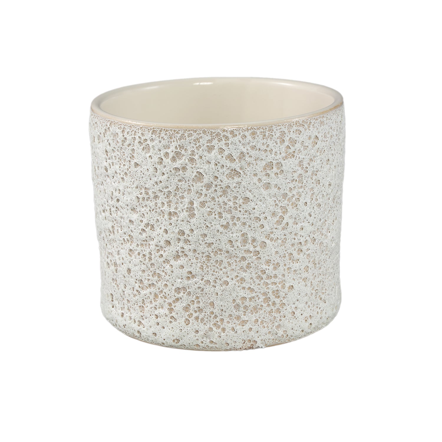 Silvana Witte Keramische Pot Recht Rond Ruw Set van 12 Stuks - 12 Sets 16x17x17 cm