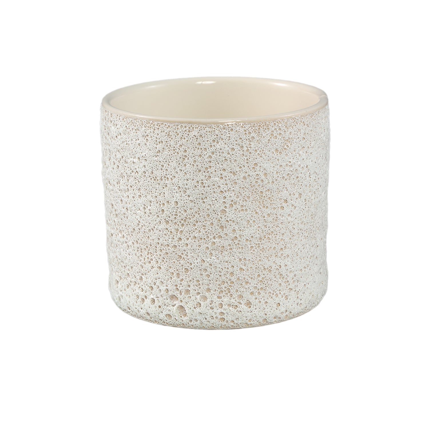 Silvana Witte Keramische Pot Recht Rond Ruw L Set van 12 - 12 Sets 13x14x14 cm