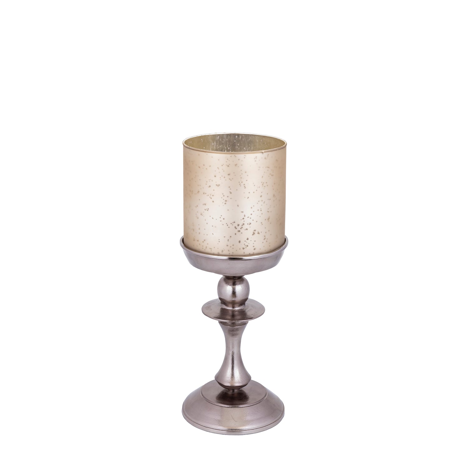 Eliviana Windlicht Messing Gegoten Aluminium Beige Glas S 56x21x21 cm