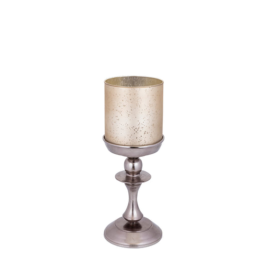 Eliviana Windlicht Messing Gegoten Aluminium Beige Glas S 56x21x21 cm