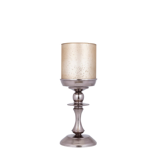 Eliviana Windlicht Messing Gegoten Aluminium Beige Glas S 56x21x21 cm
