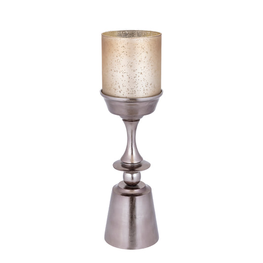 Eliviana Messing Gegoten Aluminium Windlicht Beige Glas L 74x21x21 cm