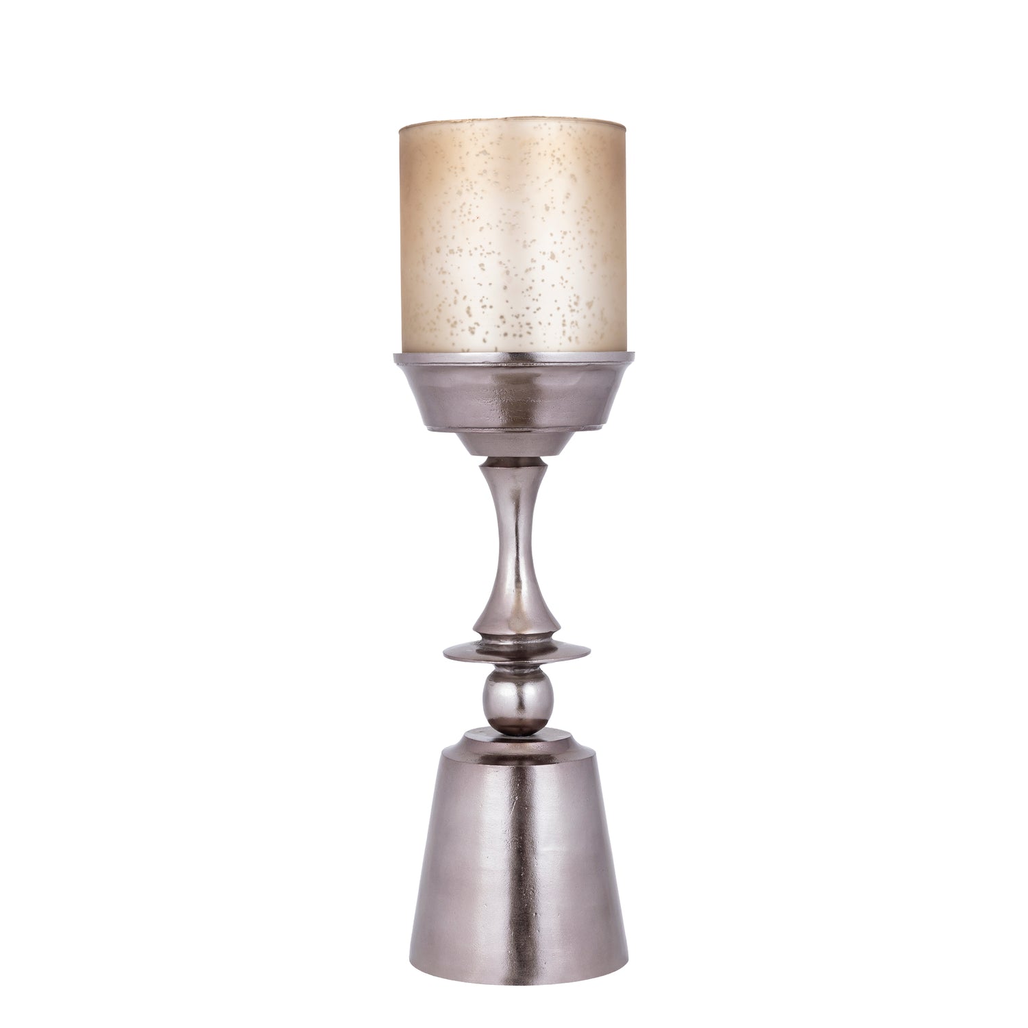Eliviana Messing Gegoten Aluminium Windlicht Beige Glas L 74x21x21 cm