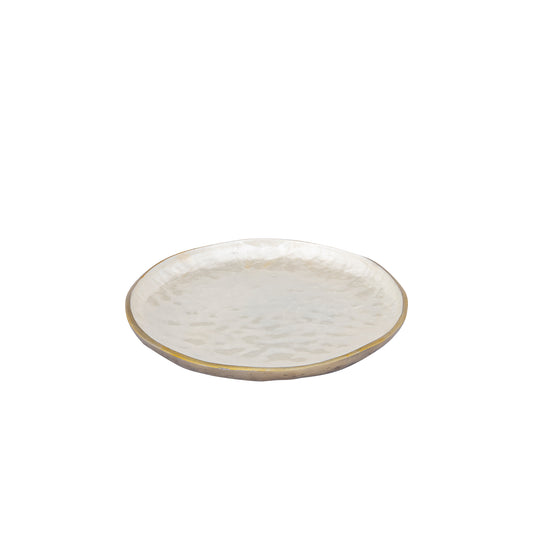 Lysse Wit Gegoten Aluminium Luxe Emaille Schaaltje Rond Set van 2 - 2 Sets 3x29.5x29.5 cm
