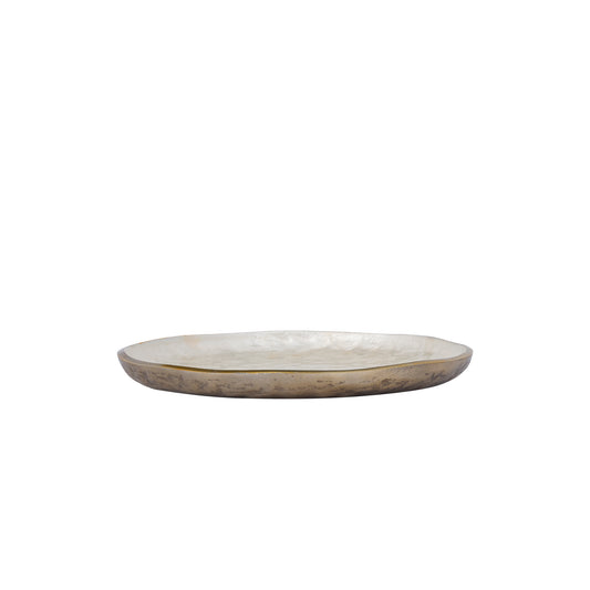 Lysse Wit Gegoten Aluminium Luxe Emaille Schaaltje Rond Set van 2 - 2 Sets 3x29.5x29.5 cm
