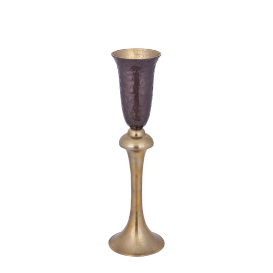 Lysse Donkerbruine Gegoten Aluminium Emaille Kelk Vaas S 93.5x27.5x27.5 cm
