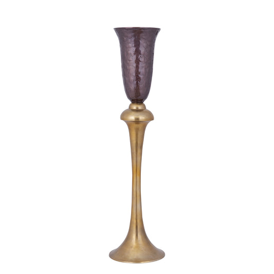 Lysse Dark Brown Casted Alu Enamel Goblet Vase L