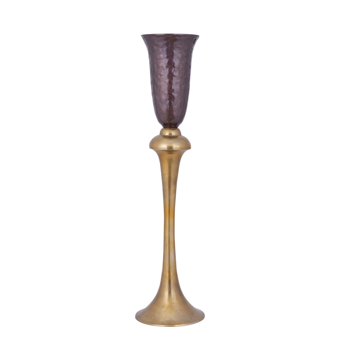 Lysse Donkerbruine Gegoten Aluminium Emaille Goblet Vaas L 109x27.5x27.5 cm