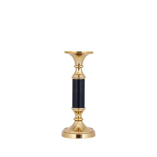 Ronja Gouden Aluminium Kandelaar Set van 2 Stuks - Zwart Centrum S - 2 Sets 24x10x10 cm