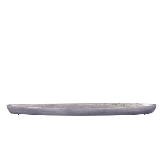 Yaren Grijsmetaal Aluminium Schaal Ovaal Met Rand Groot 7x106x33 cm