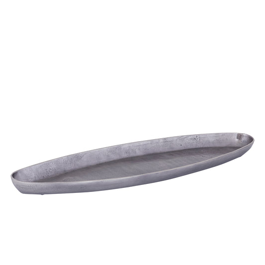 Yaren Grijsmetaal Aluminium Schaal Ovaal Met Rand Groot 7x106x33 cm