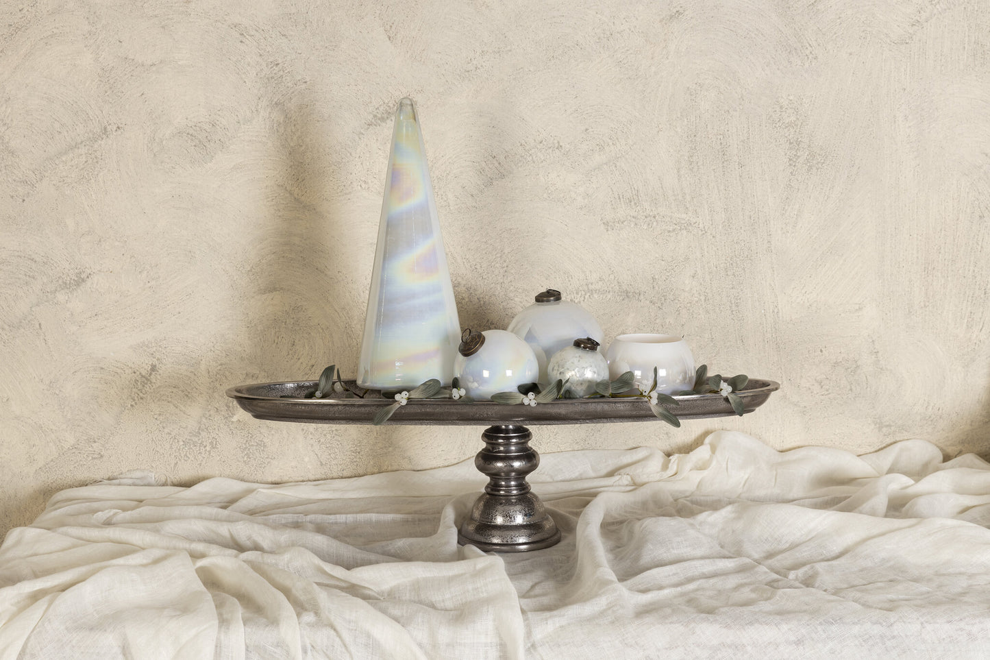 Norbert Gunmetal Aluminium Ovale Schaal op Voet - Set van 2 18x66x20 cm