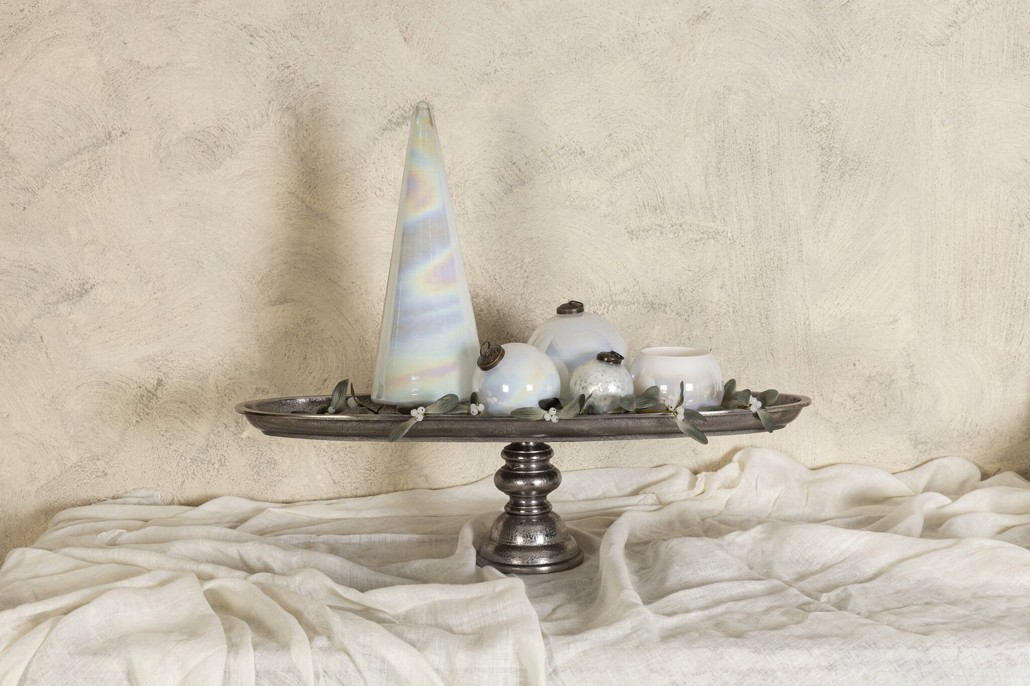 Norbert Gunmetal Aluminium Ovale Schaal op Voet - Set van 2 18x66x20 cm