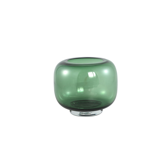 Mexx Groen Ronde Glazen Vaas Op Voet Set Van 2 Stuks - 2 Sets 20x21x21 cm