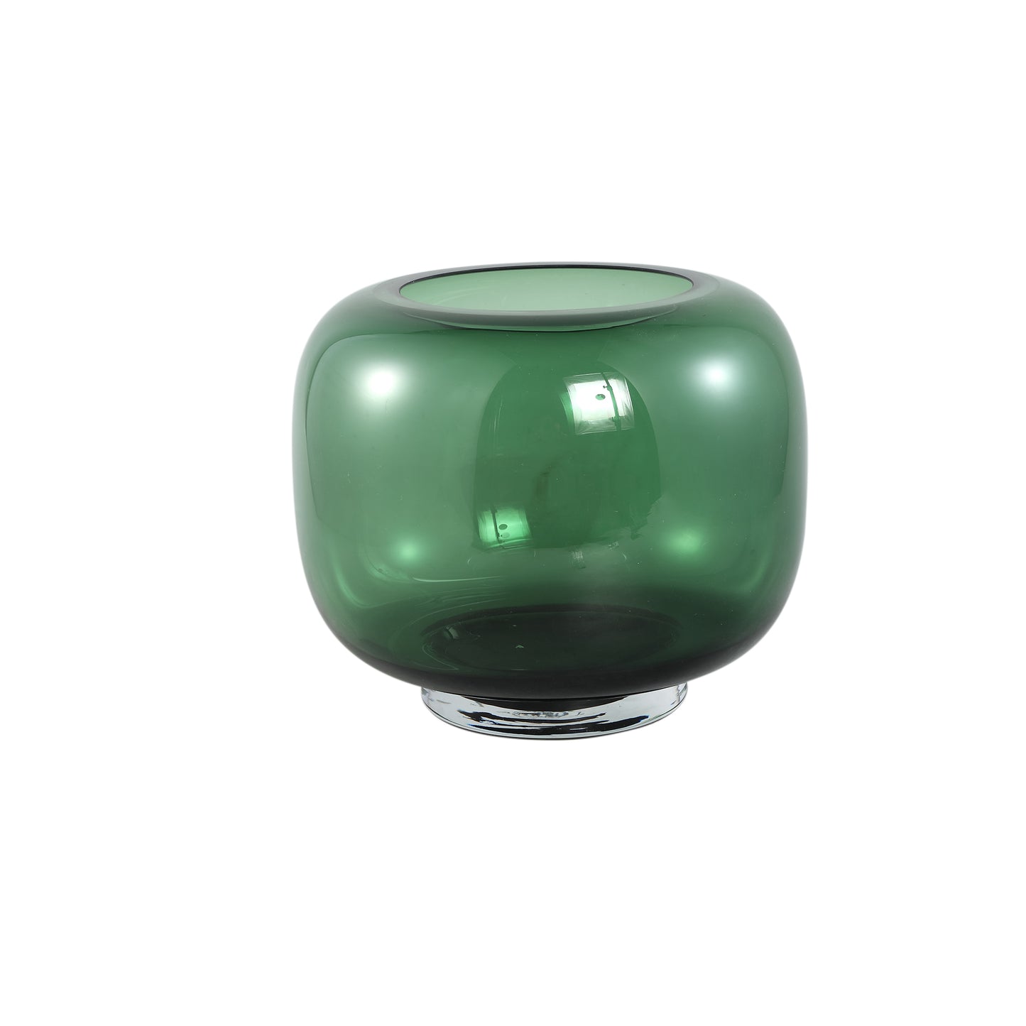 Mexx Groen Ronde Glazen Vaas Op Voet Set van 2 - 2 Sets 25x27x27 cm