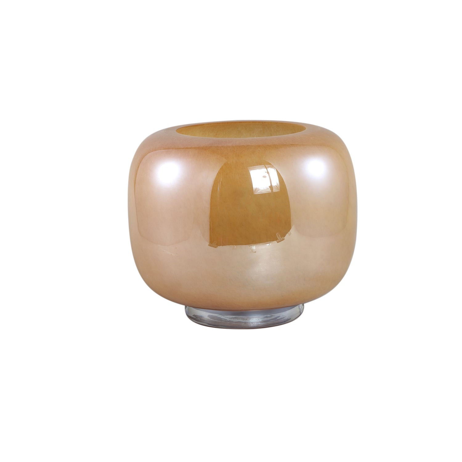 Mexx Caramel Ronde Glazen Vaas Op Voet Set Van 2 Stuks - 2 Sets 25x27x27 cm