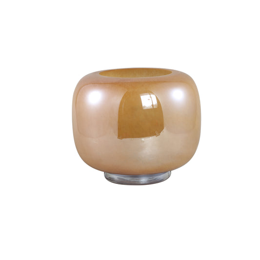 Mexx Caramel Ronde Glazen Vaas Op Voet Set Van 2 Stuks - 2 Sets 25x27x27 cm