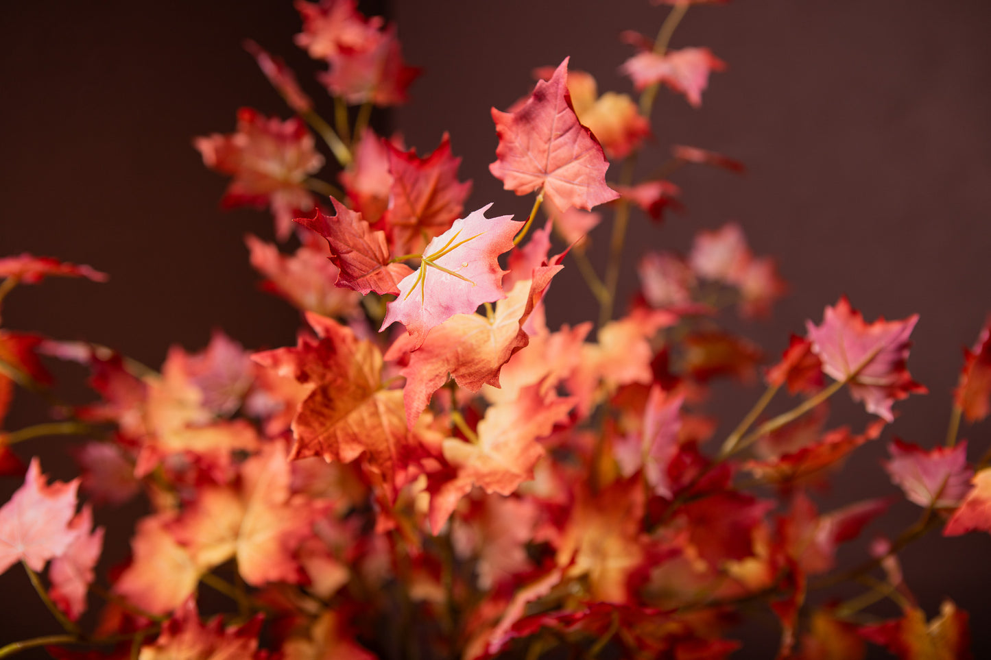 Leaves Plant Rode Esdoornbladeren Spray - Set van 12 90x53x27 cm