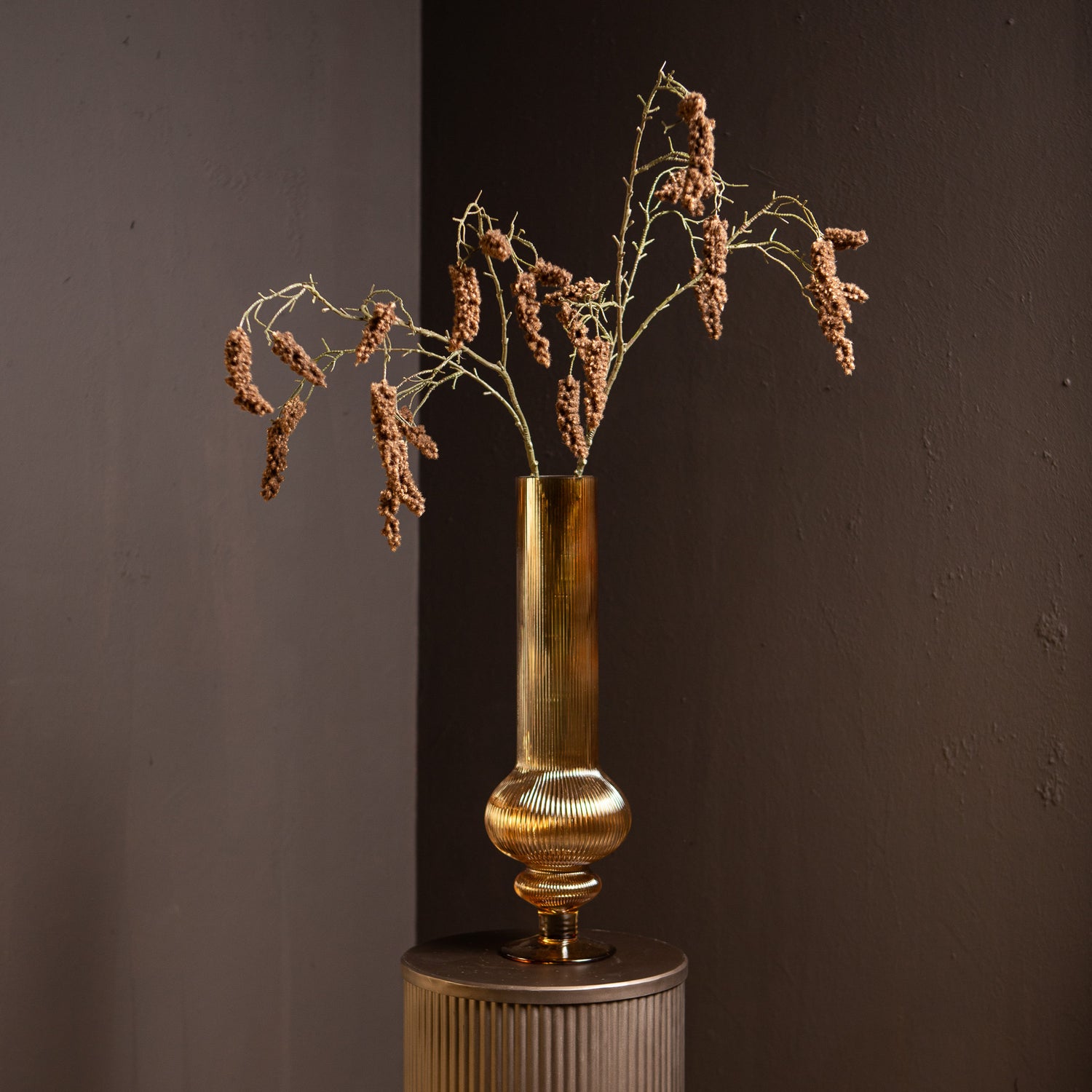 Twig Plant Bruine Cattail Spray - Set van 12 100x58x33 cm
