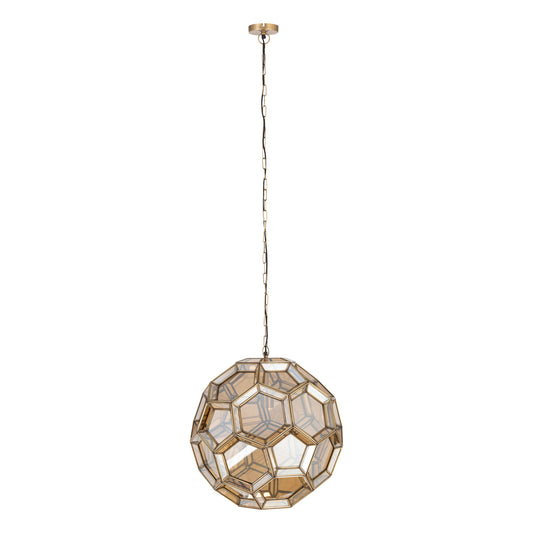 Thyro Hanglamp Antique Brass Glas Amber Bol 50x49x49 cm