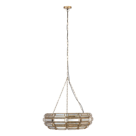 Thyro Antieke Messing Glazen Amber Donutlamp 21x70x70 cm