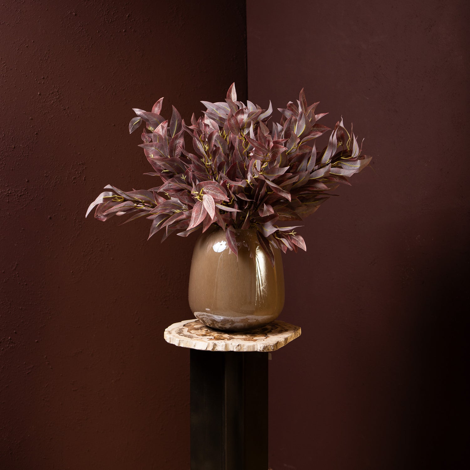 Leaves Plant Bourgondisch Eucalyptus Spray - Set van 12 80x43x20 cm